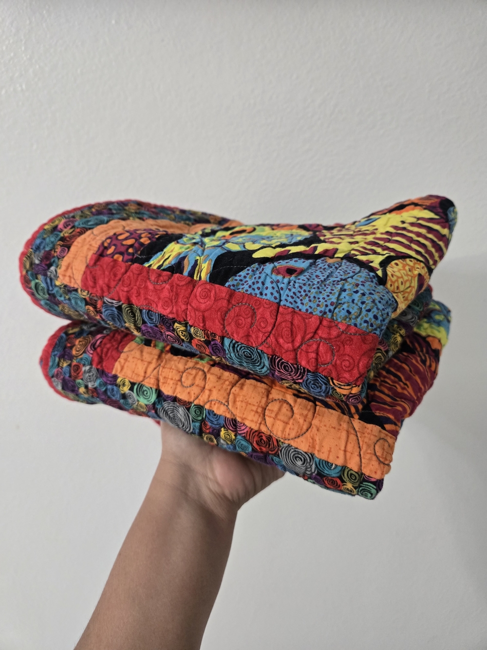 Eclectic pillow cover 2 with multicolor fish Pattern Quilted Zip Cotton 32x20"